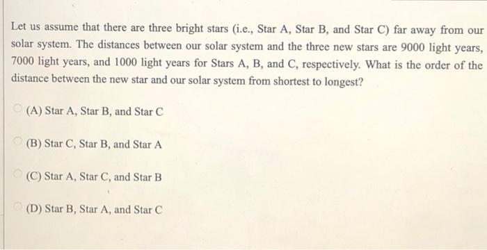 Solved Let us assume that there are three bright stars | Chegg.com