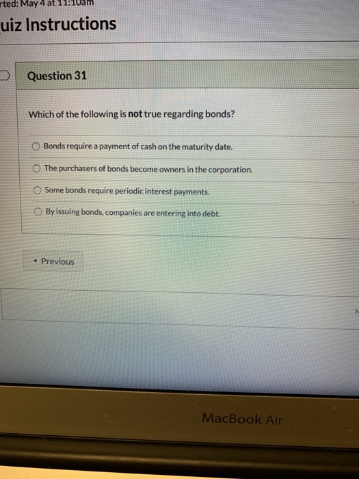 Solved ted: May 4 at 11:00am uiz Instructions Question 31 | Chegg.com