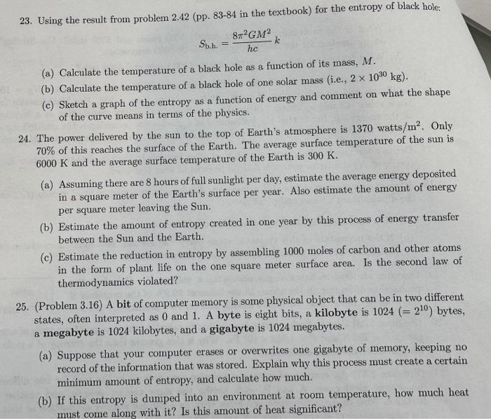 Solved 23. Using the result from problem 2.42 (pp. 83-84 in | Chegg.com