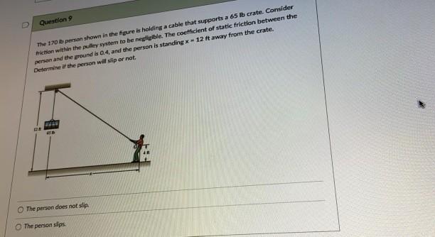 Solved Question 9 The 170 person shown in the figure is | Chegg.com