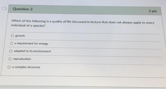Solved Question 1 2 pts Which of the following meets all of | Chegg.com