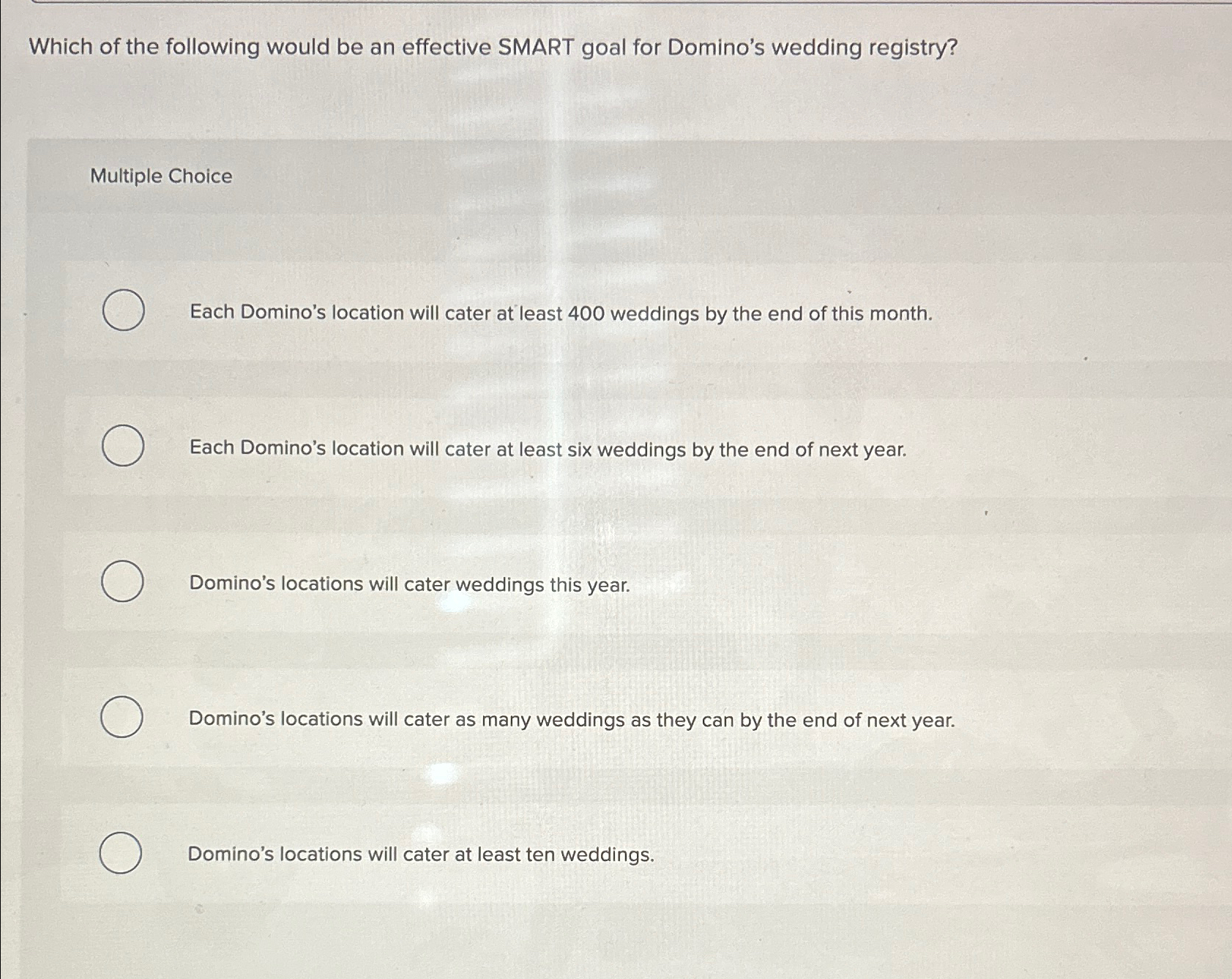 Solved Which of the following would be an effective SMART