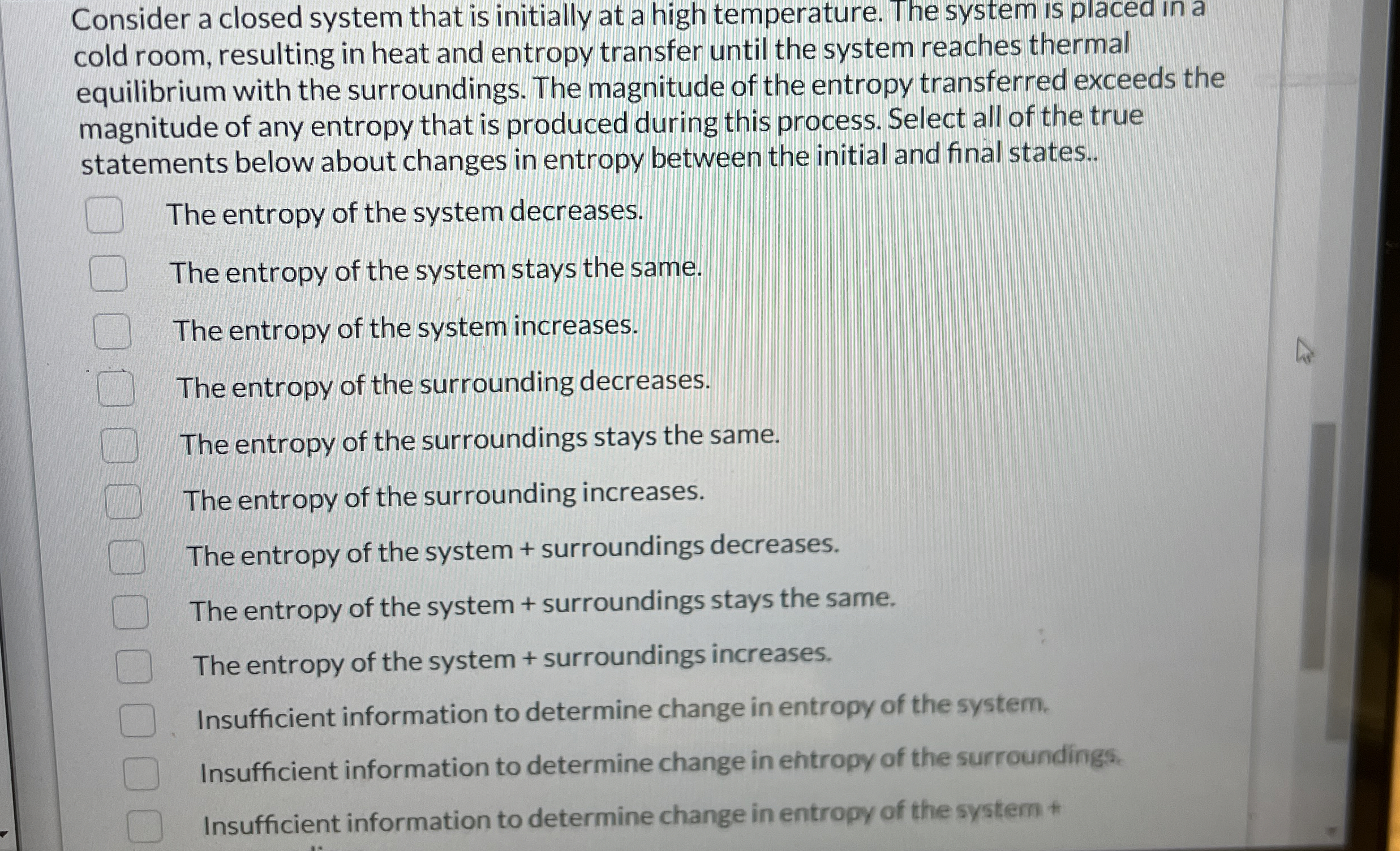 Solved Consider a closed system that is initially at a high | Chegg.com