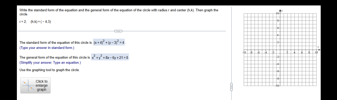 Solved Write the standard form of ﻿the equation and the | Chegg.com