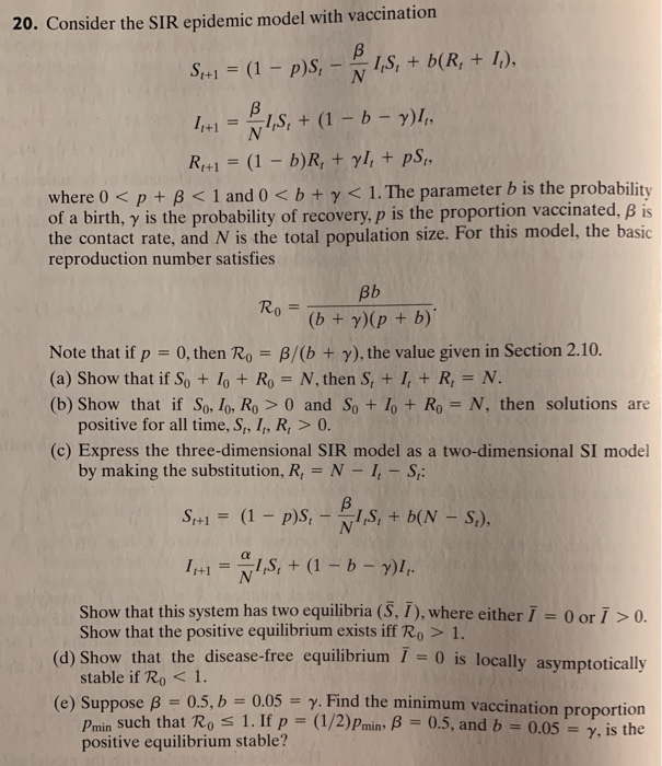 Consider The Sir Epidemic Model With Vaccinati Chegg Com