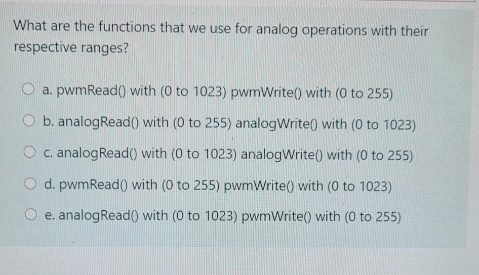Solved What are the functions that we use for analog | Chegg.com
