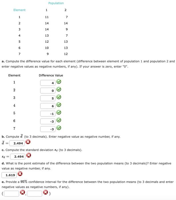 Solved a. Compute the difference value for each element | Chegg.com