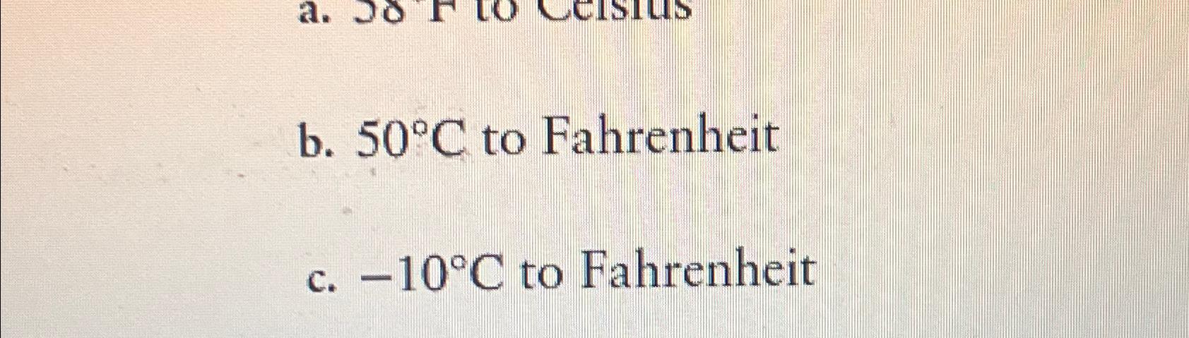10 deg c to fahrenheit