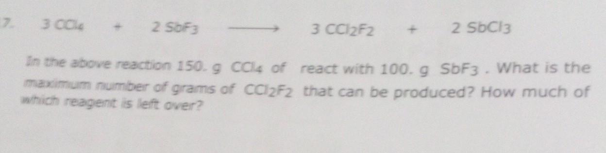 Solved In the above reaction 150.9CCl4 of react with | Chegg.com