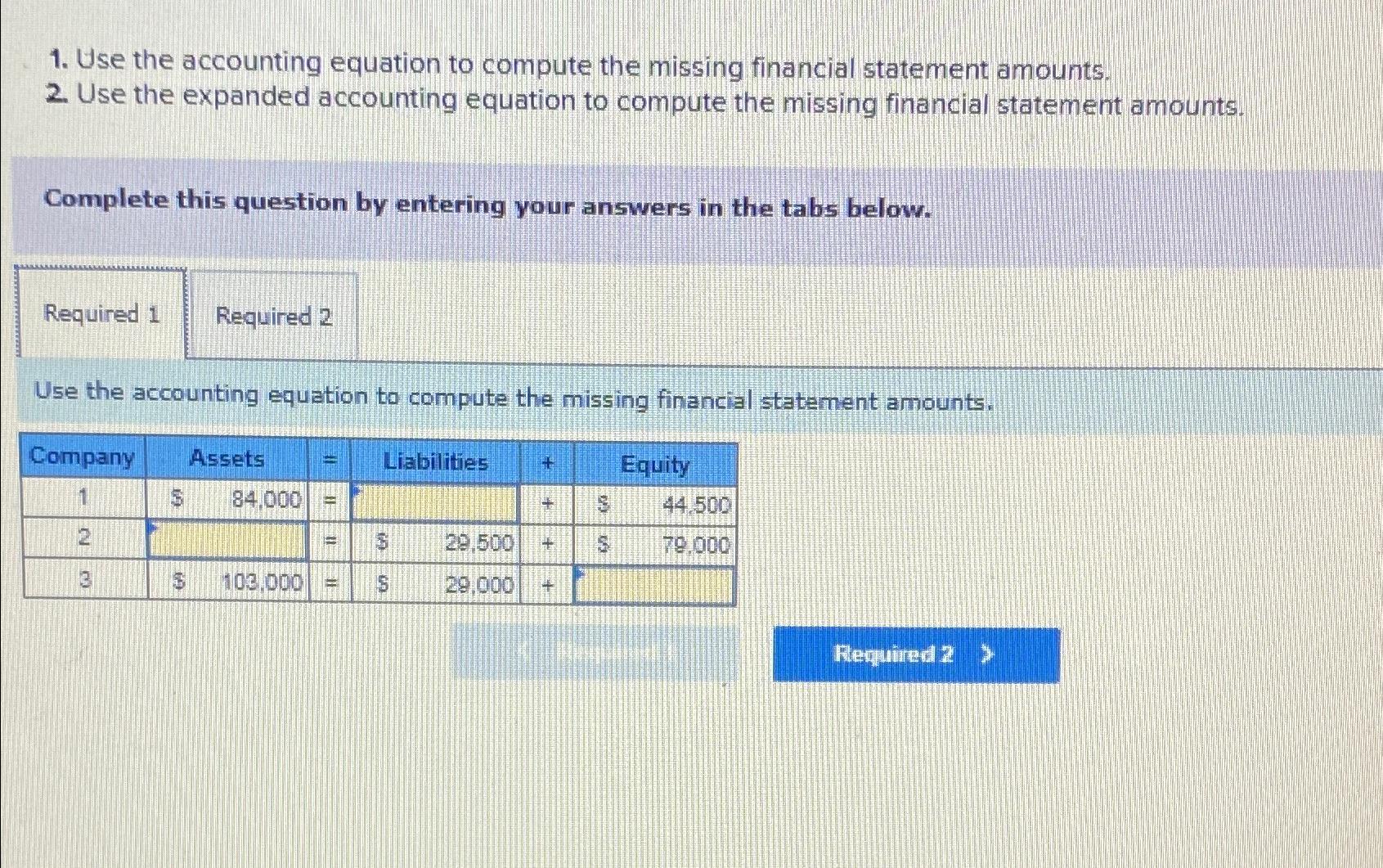 Solved Use the accounting equation to compute the missing | Chegg.com