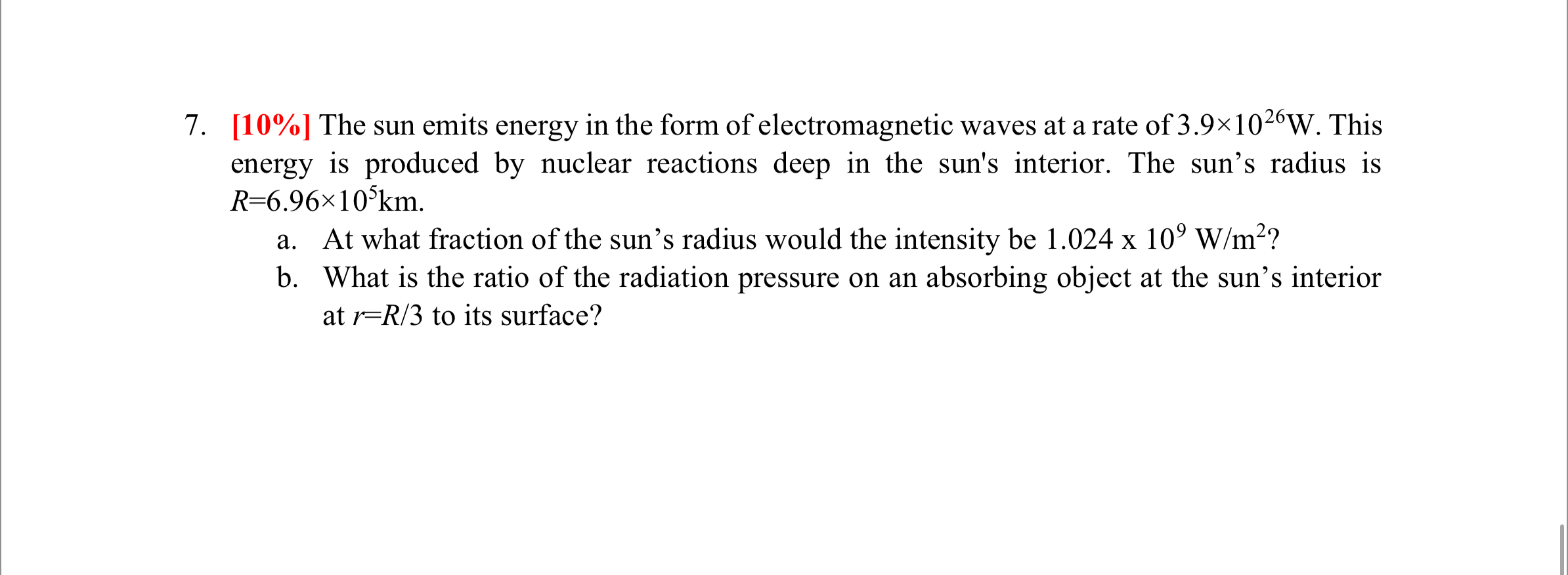 Solved 10% ﻿The sun emits energy in the form of | Chegg.com
