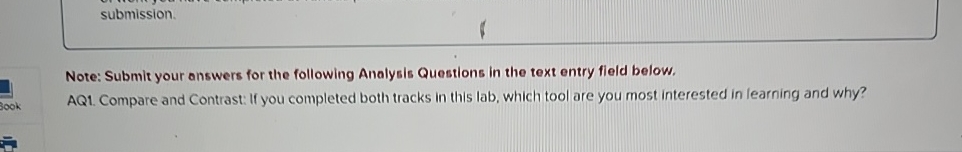 Solved Note: Submit your answers for the following Analysis | Chegg.com