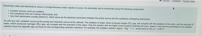 Solved What is produced at each electrode in the | Chegg.com