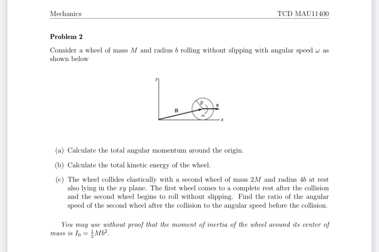 Solved Problem 2Consider a wheel of mass M ﻿and radius b | Chegg.com
