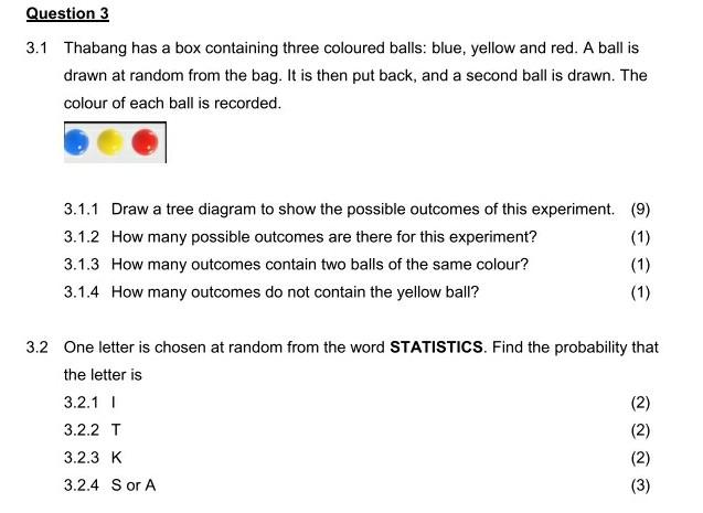 Solved Experiment: A bag contains 4 colored balls (a blue, a