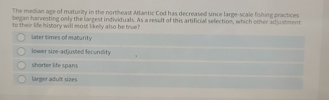 Solved The median age of maturity in the northeast Atlantic | Chegg.com