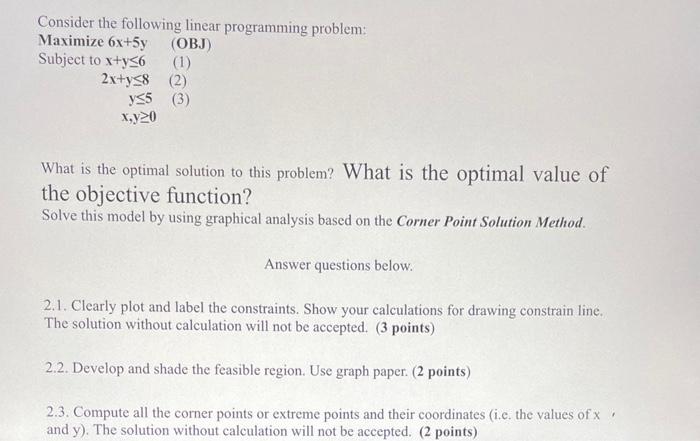 Solved Consider the following linear programming problem: | Chegg.com