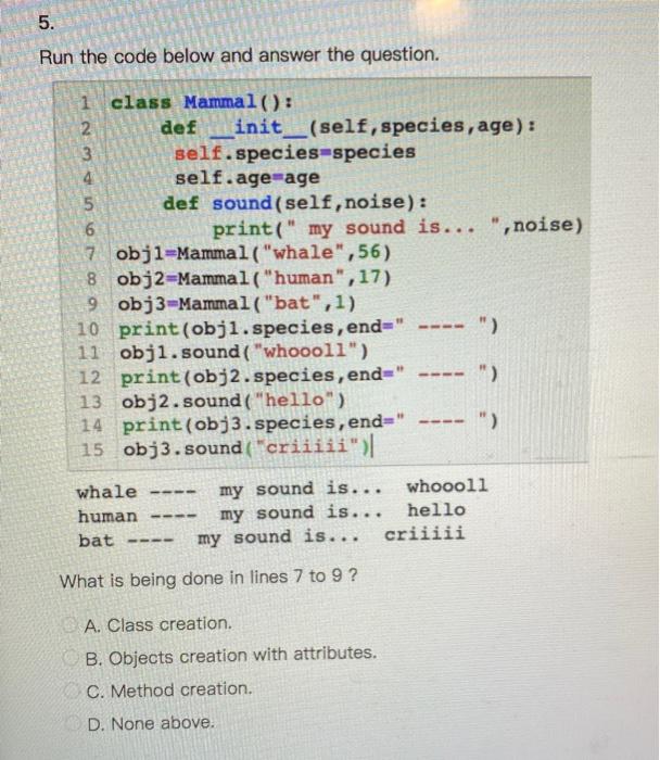 Solved 1. What does the init_() the function do in Python? | Chegg.com