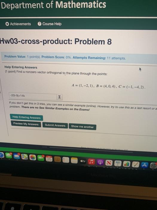 Solved Department of Mathematics Achievements Course Help | Chegg.com