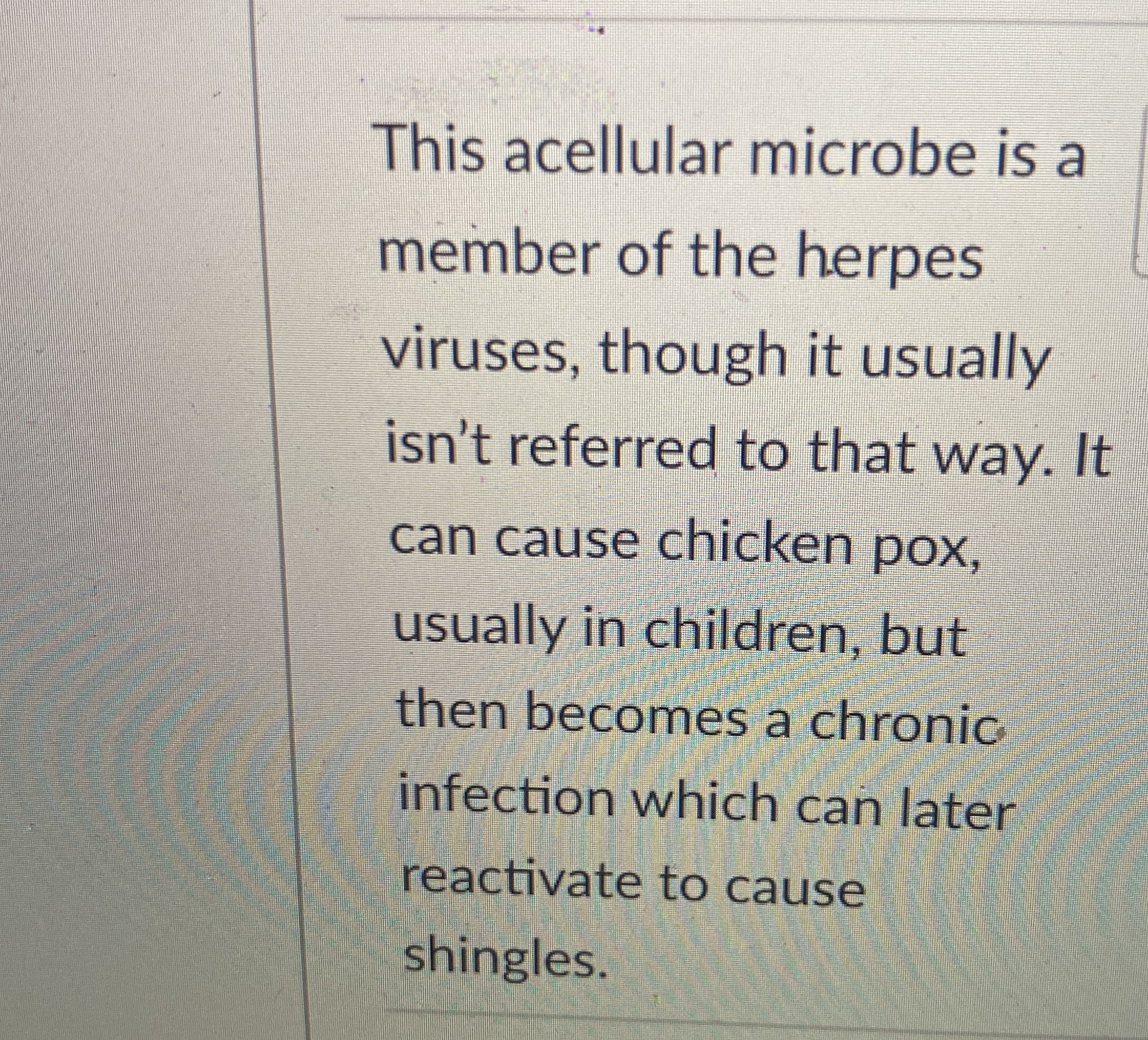 Solved This acellular microbe is amember of the | Chegg.com