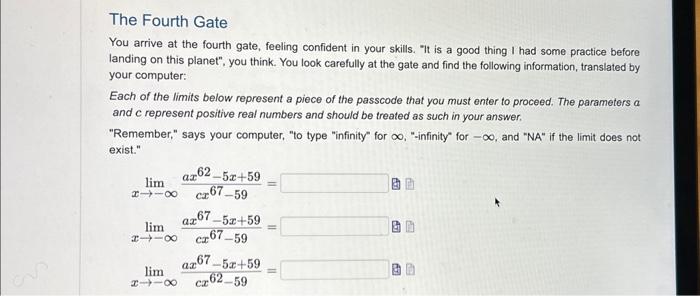 Solved The Fourth Gate You arrive at the fourth gate, | Chegg.com