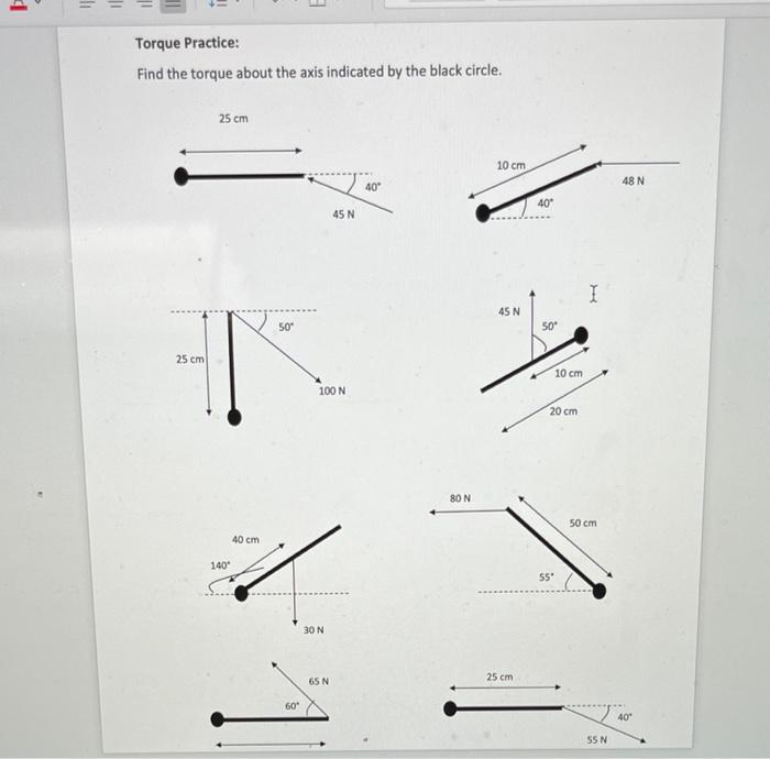 Solved V Il = E = Torque Practice: Find The Torque About The | Chegg.com