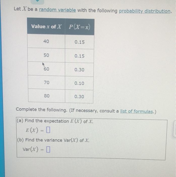 Solved Let X be a random variable with the following | Chegg.com