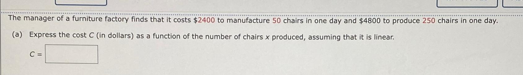 Solved The manager of a furniture factory finds that it | Chegg.com