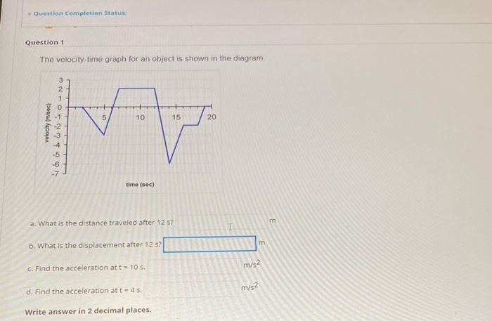 Solved Question Completion Status: Question 1 The velocity | Chegg.com