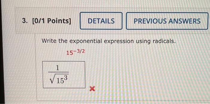 Solved Write the exponential expression using radicals. | Chegg.com