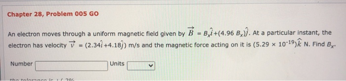 Solved Chapter 28, Problem 005 GO An Electron Moves Through | Chegg.com