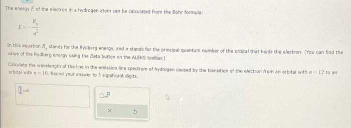 Solved The energy E of the electron in a hydrogen atom can | Chegg.com