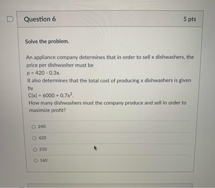 Solved Question 6 5 pts Solve the problem. An appliance | Chegg.com