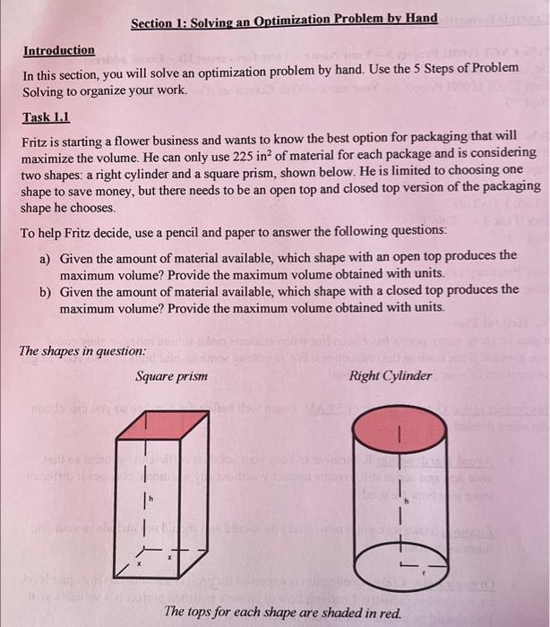 Solved In this section, you will solve an optimization | Chegg.com