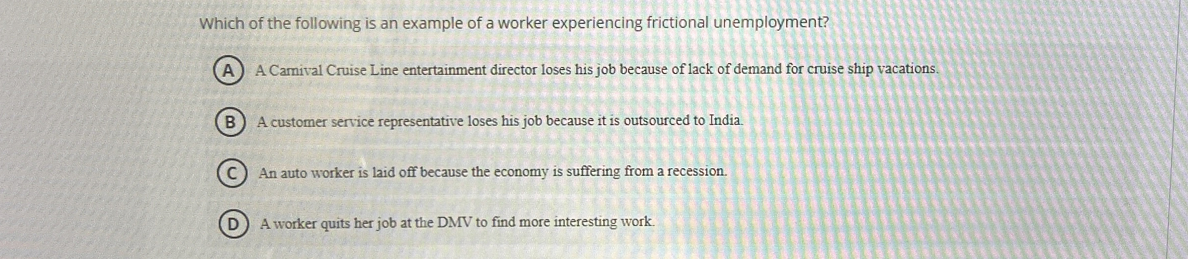 Solved Which of the following is an example of a worker | Chegg.com