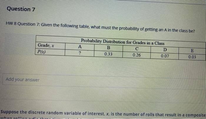 Solved WW 8 Question 7: Given The Following Table, What Must | Chegg.com