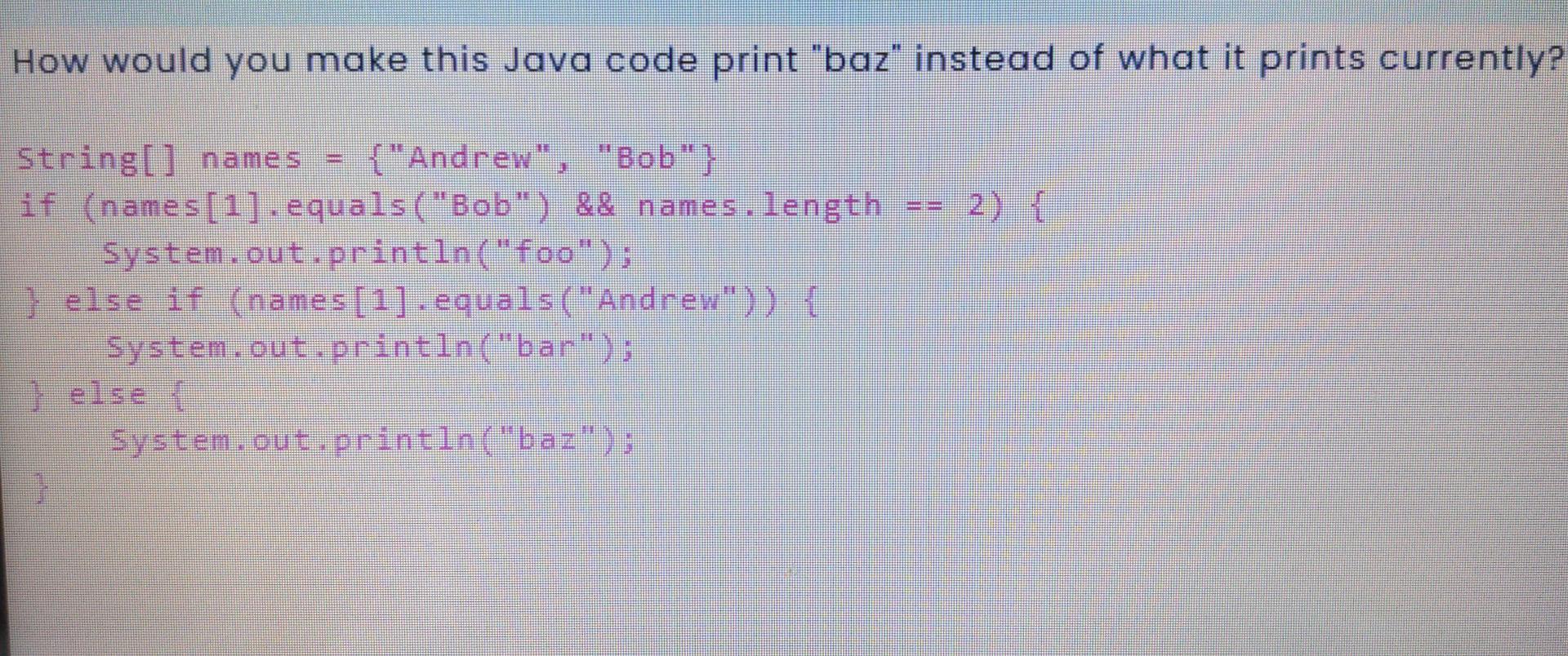 Solved How would you make this Java code print 