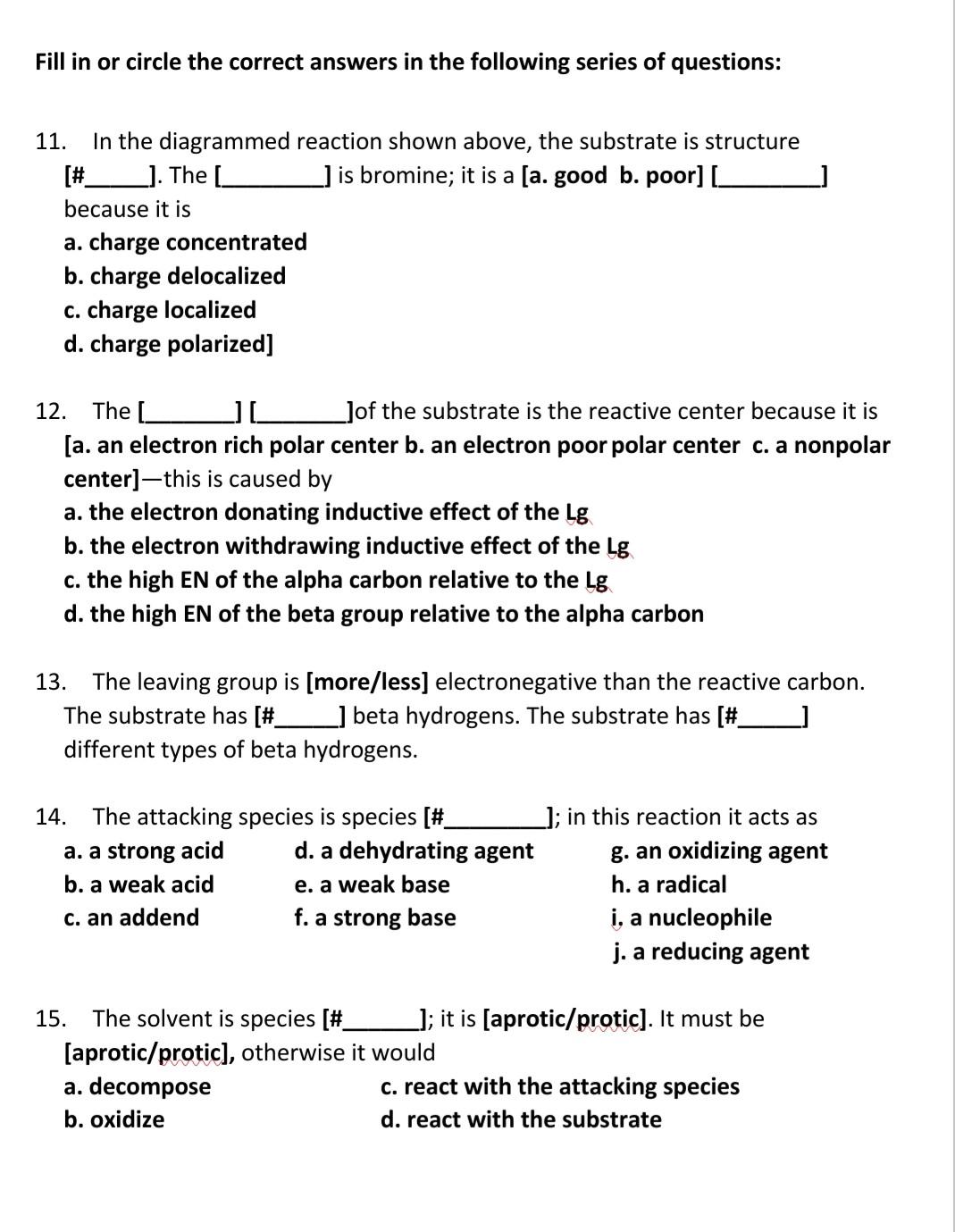 Fill in or circle the correct answers in the | Chegg.com