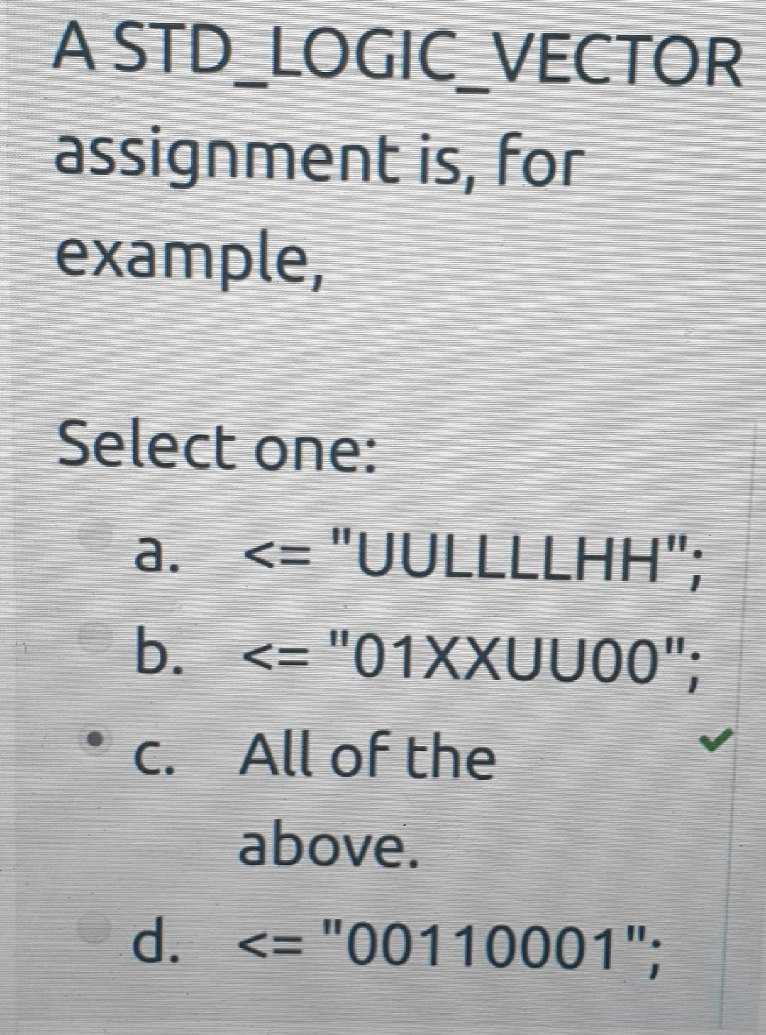 std_logic_vector assignment