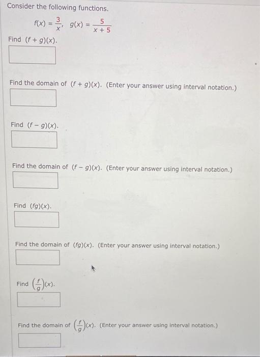 Solved Consider the following functions. 3 5 g(x) x X + 5 | Chegg.com