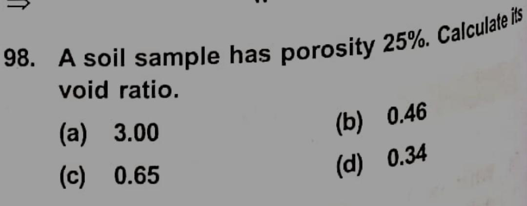 Solved 8. A soil sample has porosity \25. Calculate is void | Chegg.com