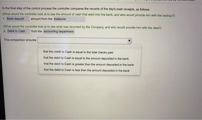 Solved In the final step of the control process the | Chegg.com