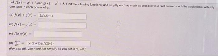 Solved Let F(x)=x2+3 And G(x)=x2+8. Find The Following | Chegg.com