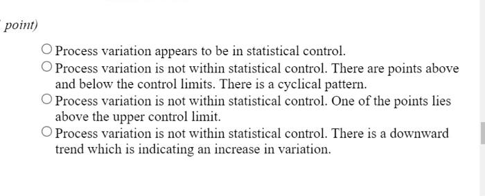 Solved 5. Examine the given run chart or control chart and | Chegg.com