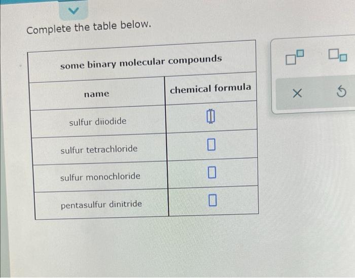 Solved Complete the table below. Do some binary molecular | Chegg.com