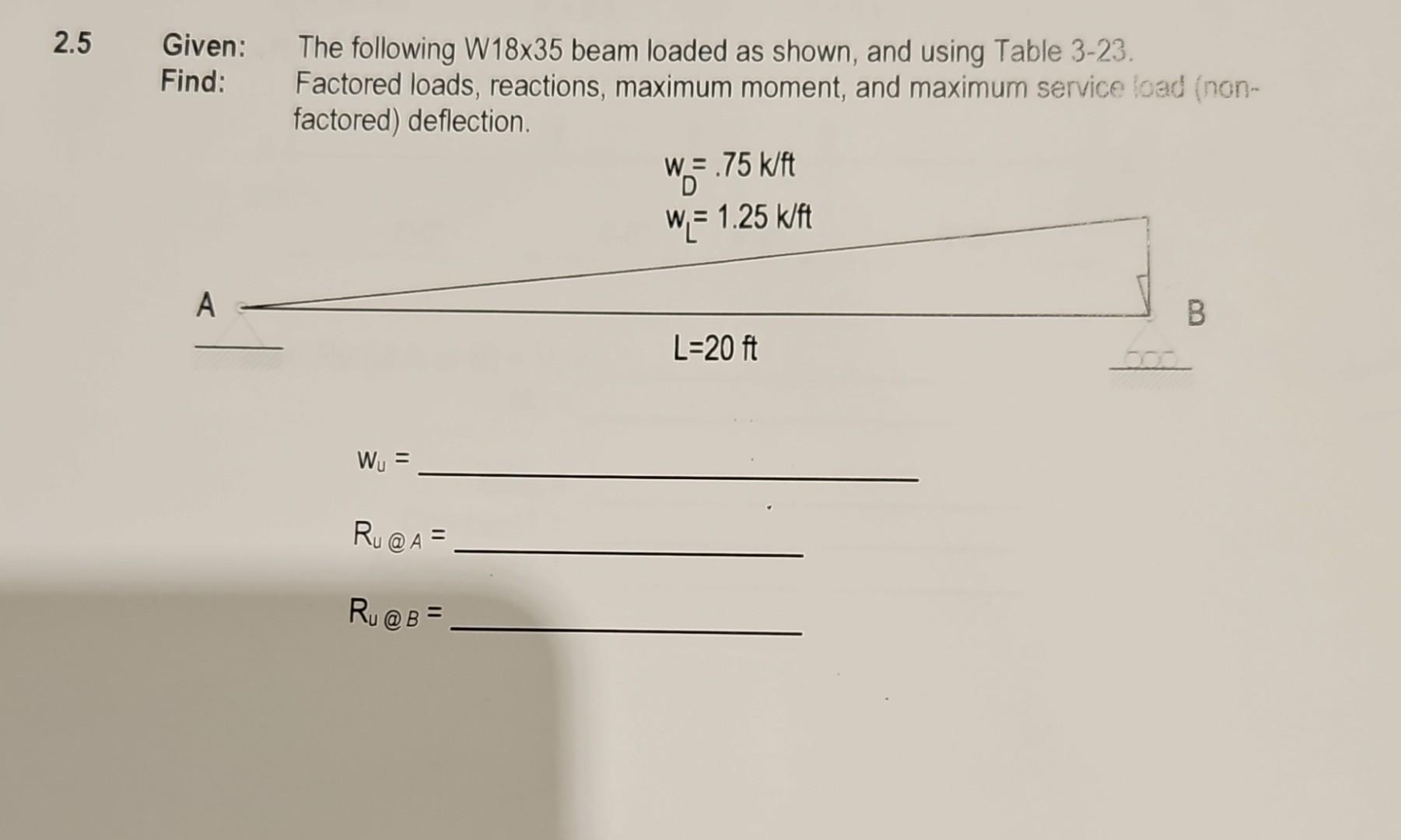Given: The following W18x35 beam loaded as shown, and | Chegg.com