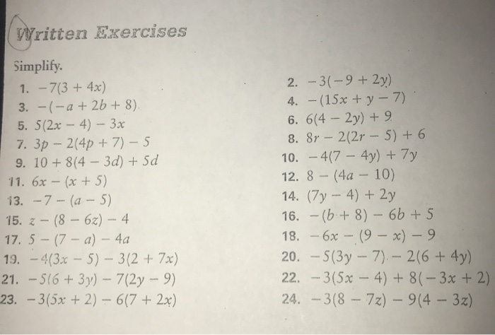 Written Exercises Simplify 1 713 4x 3 A Chegg Com