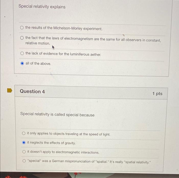 Solved Special Relativity Explains The Results Of The | Chegg.com