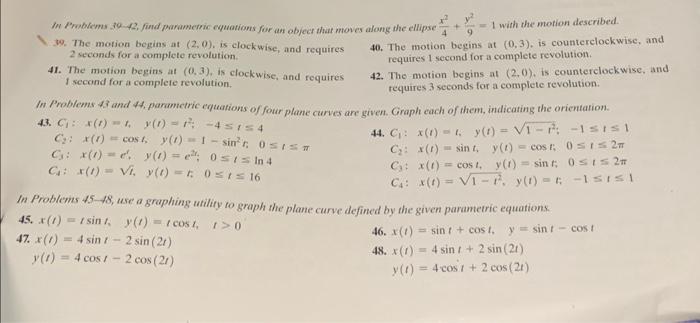 Solved In Problems 39-42, find parametric equations for an | Chegg.com