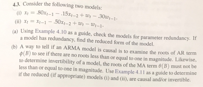 Solved 4.3. Consider the following two models: (i) x1 = | Chegg.com